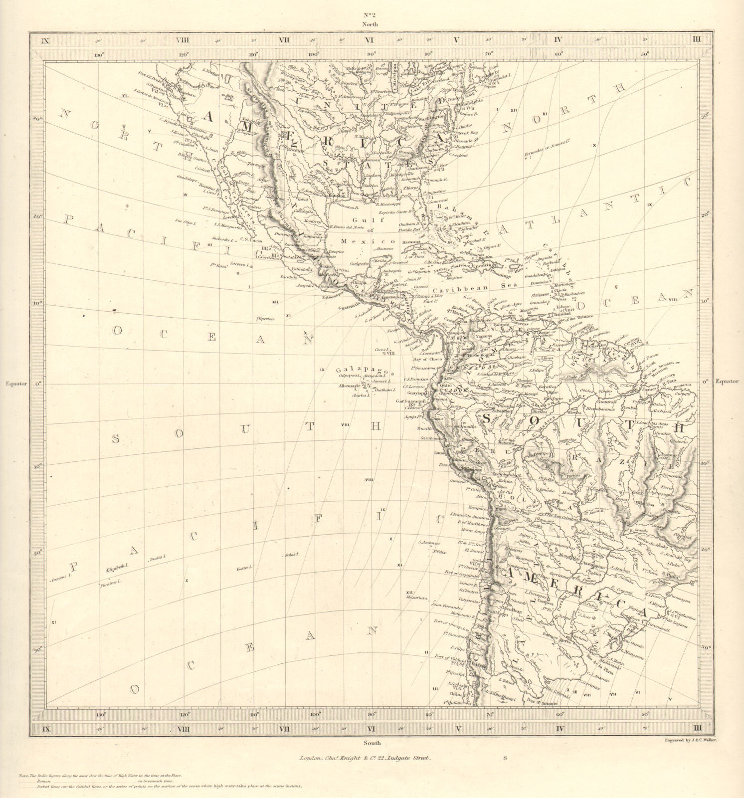 AMERICAS. Gnomonic Projection. Shows Texas as part of Mexico. SDUK 1848 map